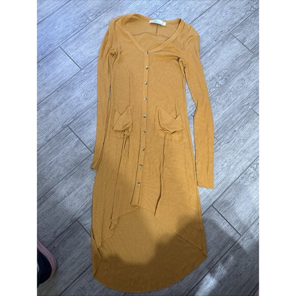 Free People FP Beach Maxi Dress Thick Ribbed V-Neck In Mustard orange Size XS - Picture 2 of 9